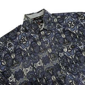 Wrangler George Strait Paisley Button Shirt Mens M Blue Western
